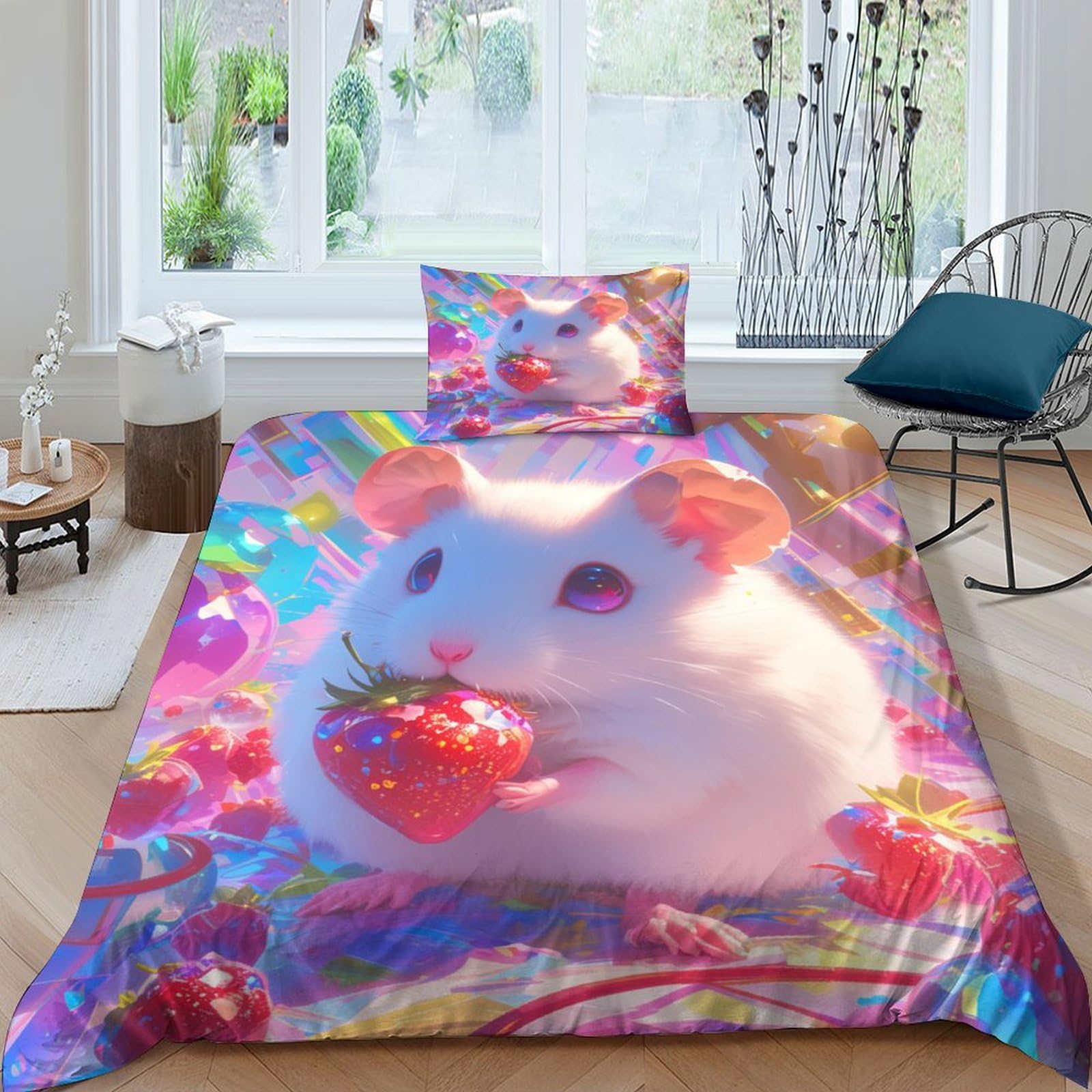 Parure de lit cochon d'Inde housse de couette 135x200 microfibre 3D