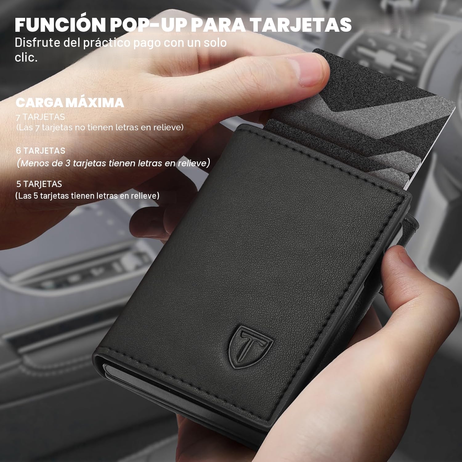TEEHON Cartera Hombre Cuero Tarjetero Bloqueo RFID Pequeño Crédito Billetes Monedas Caja Regalo