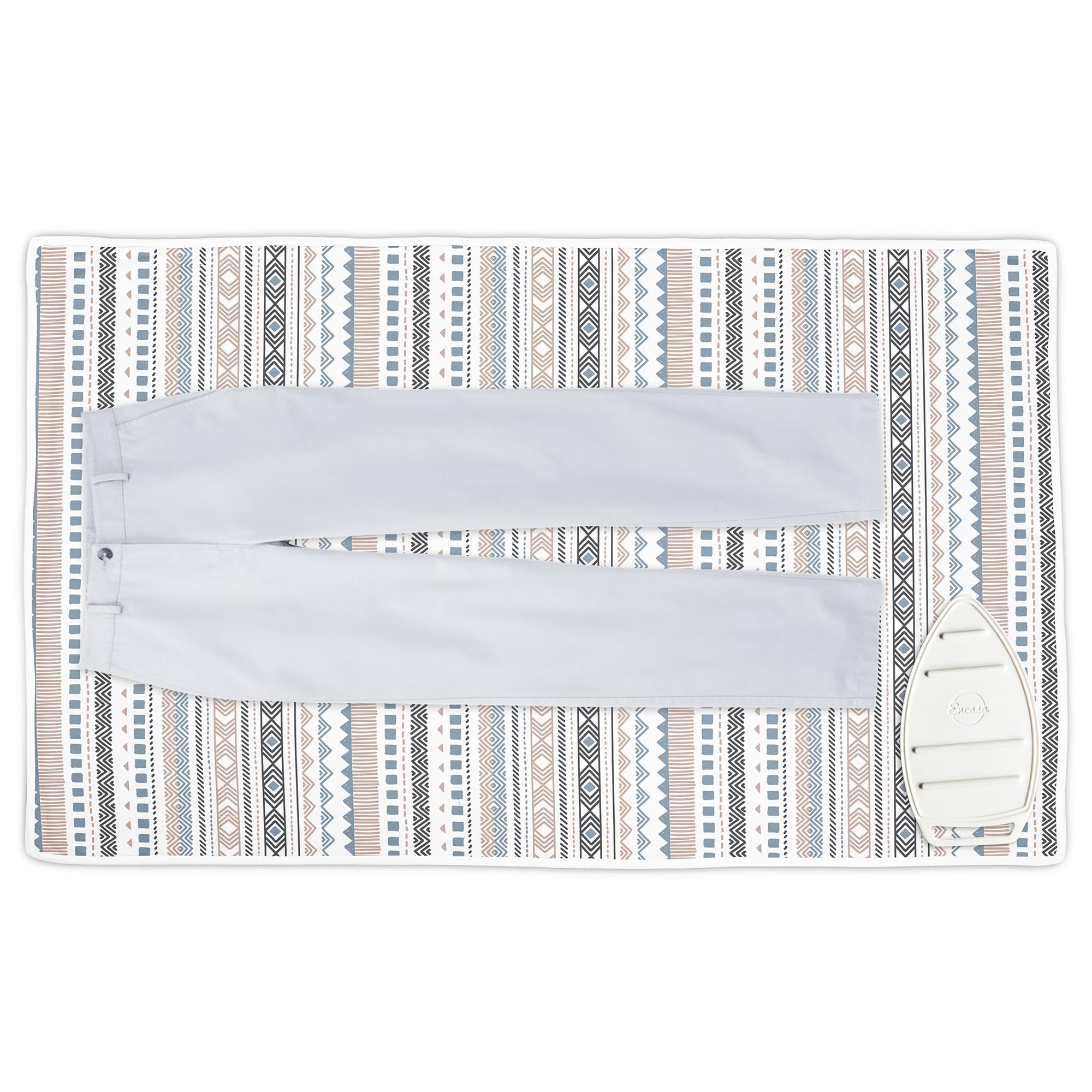 Encasa XO Ironing Mat/Pad (120x70 cm) with 3mm Padding & Silicone Iron Rest for Steam Pressing on Tabletop or Bed - Heat Resistant, Portable, Quilting & Travel Blanket - Aztec