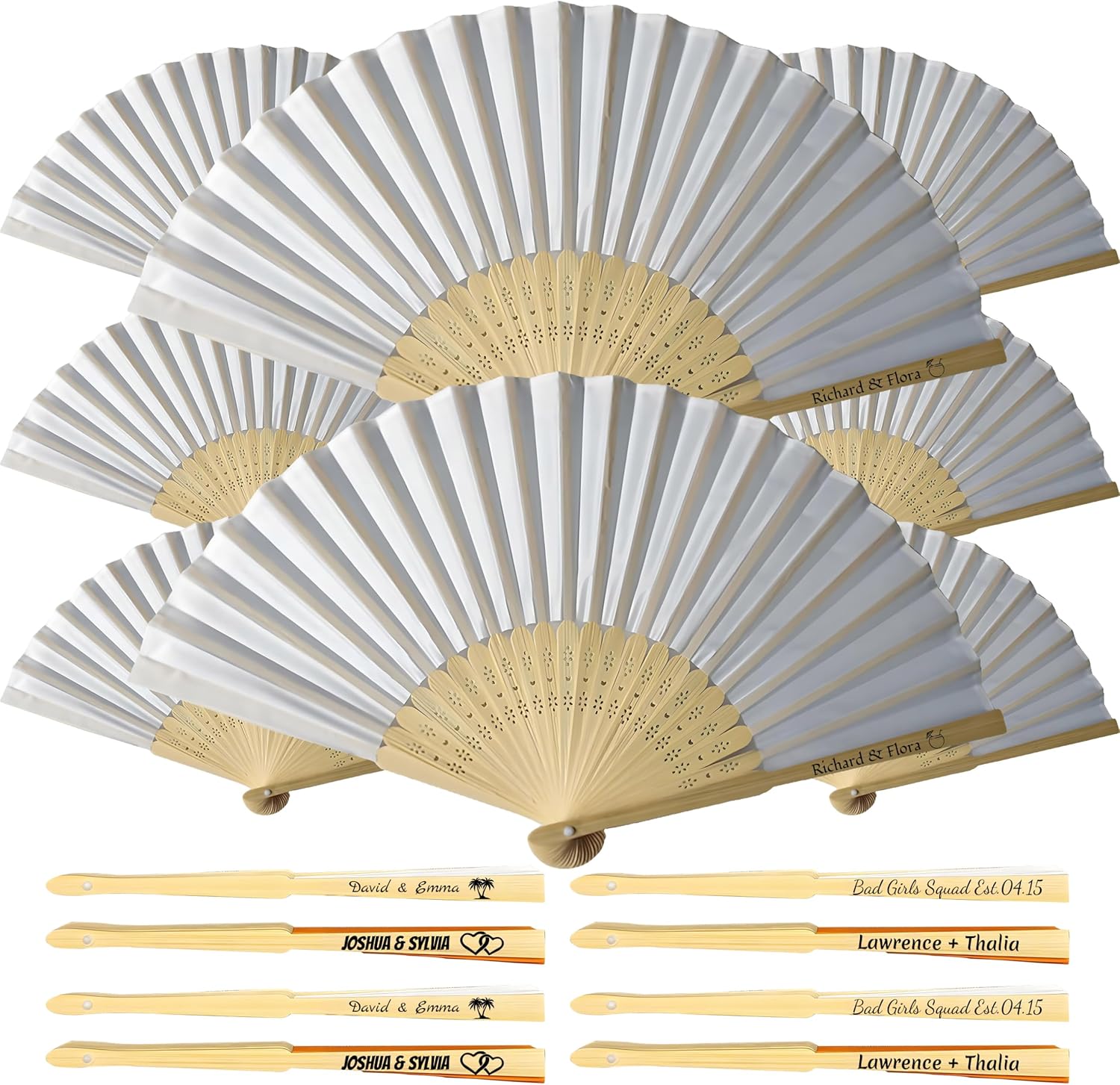 8.3''Personalized Cloth Fan bulk Custom Handheld Bamboo Fans Decor Folding Fan for Wedding Outdoor Party Favor