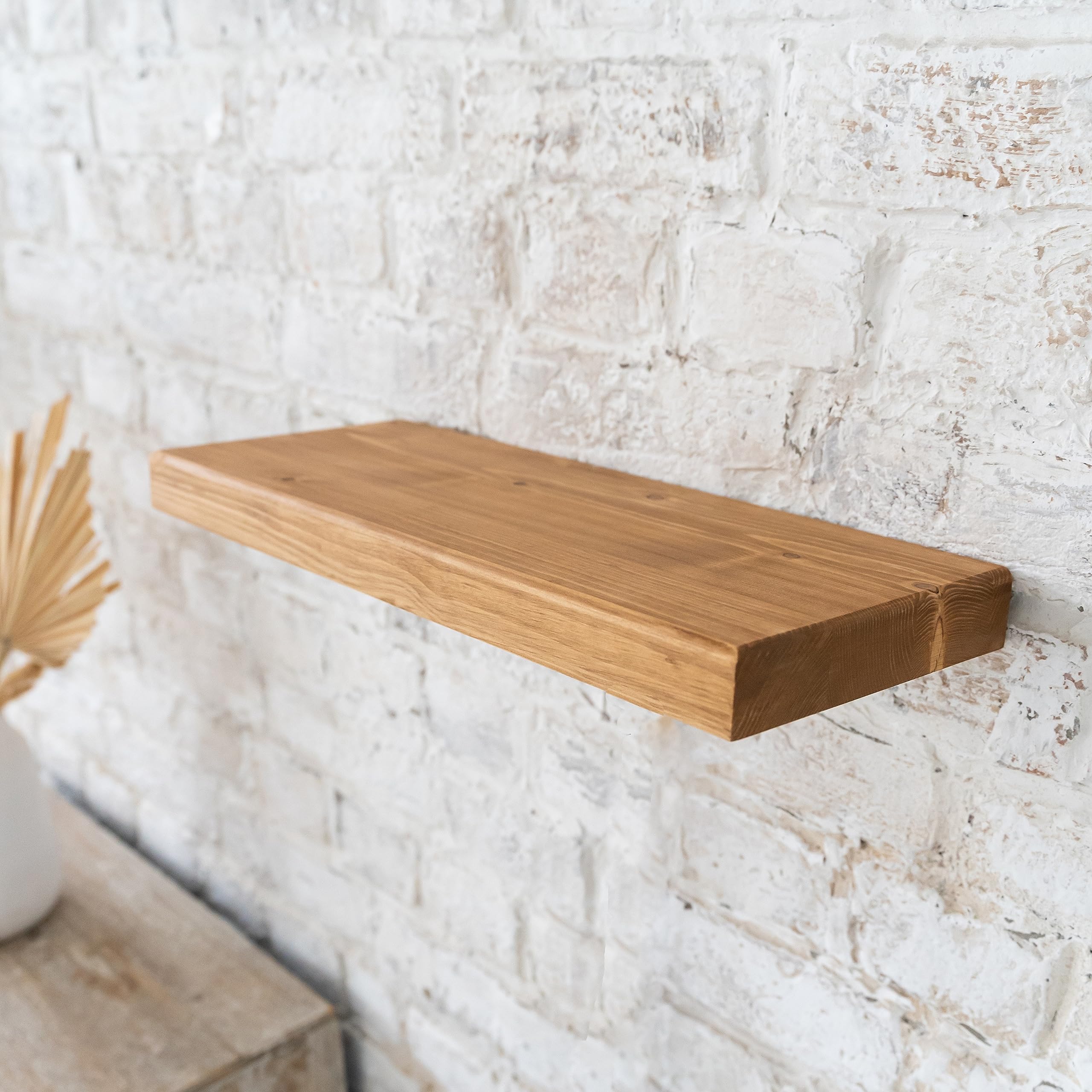 Floating Shelves Natural Wood for Wall Decor, Rustic Wood Shelves for Wall Storage, Wall Mounted Shelf for Bathroom Decor, Bedroom, Living Room and Plants (dark wood, 60)