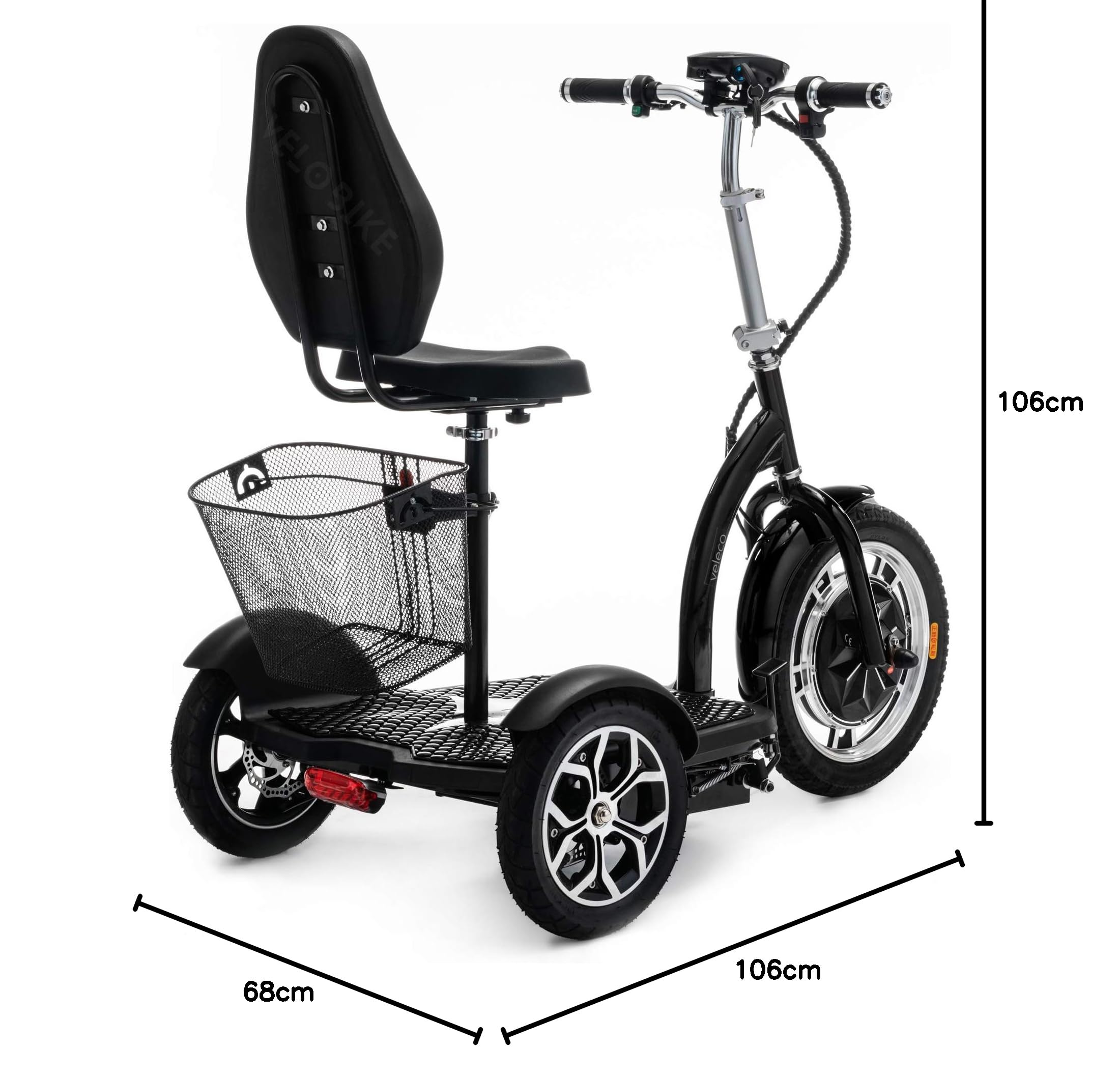 VELECO trójkołowy skuter elektryczny ZT16 dla seniorów (czarny)