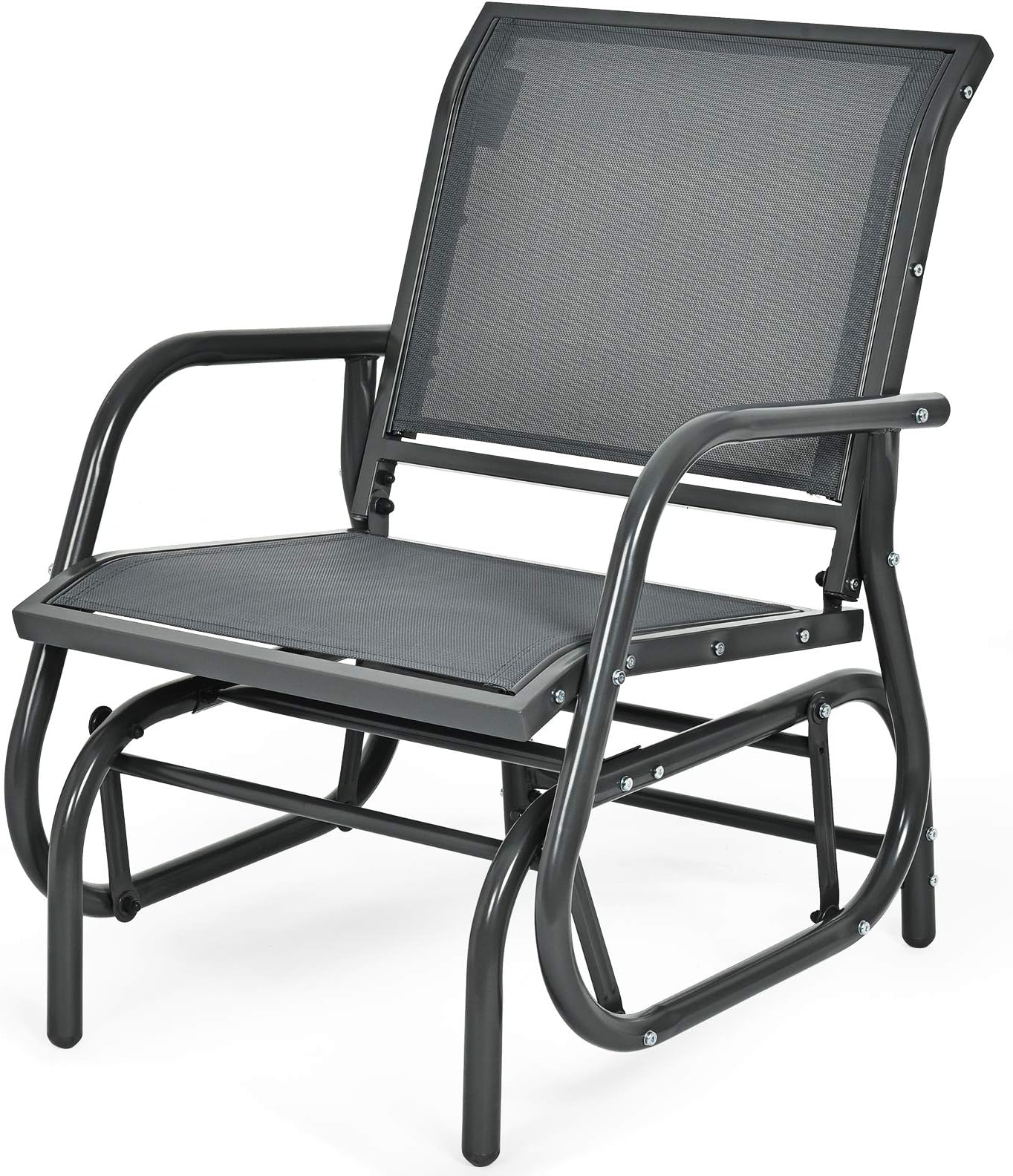 COSTWAY Garden Rocking Chair, Outdoor Metal Relax Rocker Leisure ...