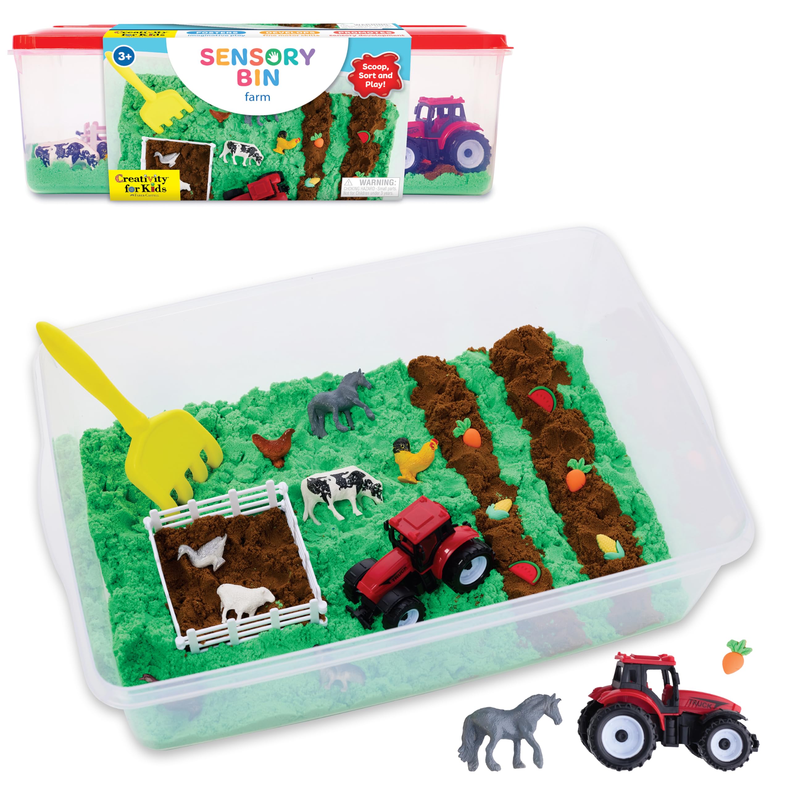 Creativity for Kids Sensory Bin: Farm| Hands-On Play with Sand, Farm Animals & Tools | Encourages Fine Motor Skills, Creativity & Calm Play (Ages 3+)