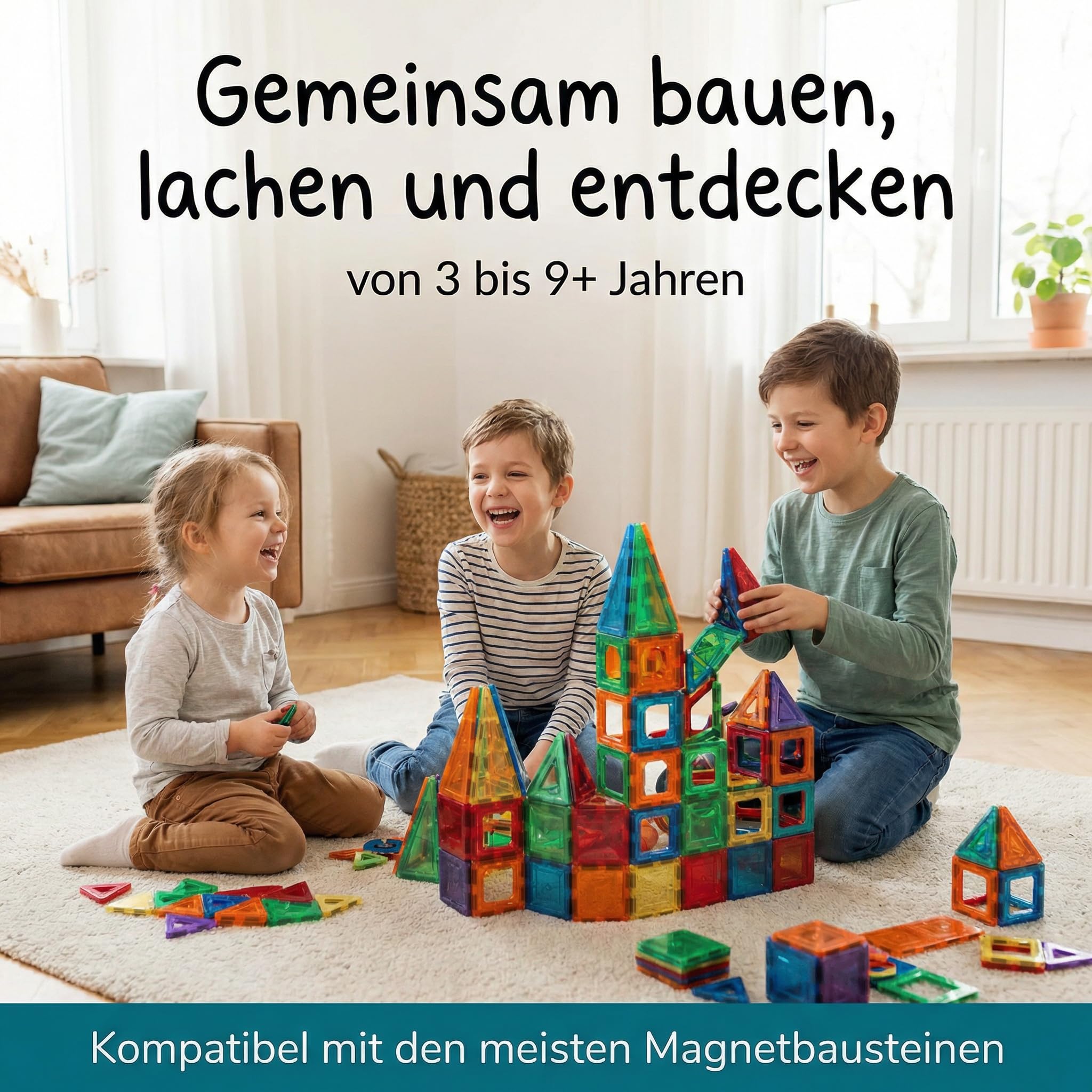 BauHelden Magnetbausteine Set, 180 Teile, Magnetische Bausteine, BPA Frei, Deutsche Bauanleitung, Kreatives Konstruktionsspielzeug