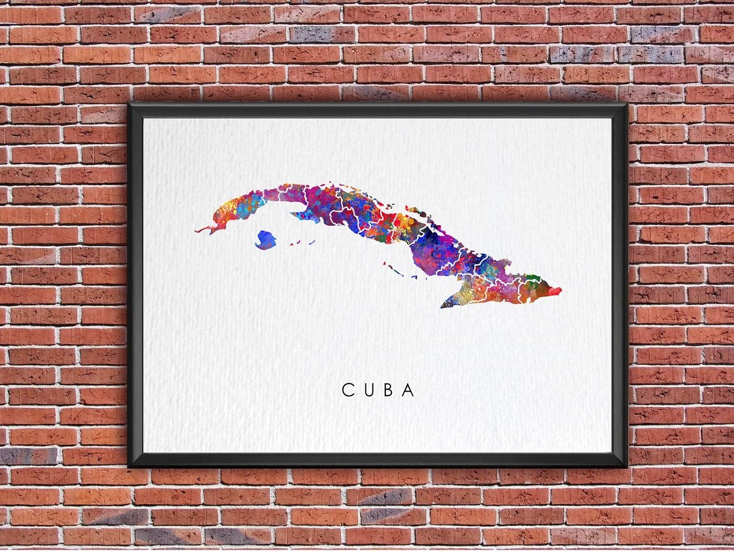 Dignovel Studios 11X14 Unframed Cuba Watercolor Art Print Map Motherland Country Caribbean Sea Central America illustrations Art Print Wall Wedding Poster Housewarming Wall Décor DN745