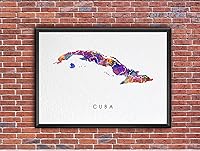 Vista 9 de Dignovel Studios Póster de acuarela de 8 x 10 sin marco, mapa, patria, país, Caribe, Mar de América Central, ilustraciones de pared, boda