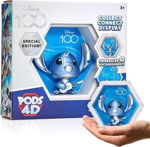 WOW! PODS 4D Stitch - Disney 100 aniversario coleccionable, figura de acción, relleno de cesta de Pascua, regalo y juguete de Lilo & Stitch