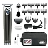 USA Stainless Steel Lithium Ion 2.0+ Slate Beard Trimmer for Men - Electric Shaver, Nose Ear Trimmer, Rechargeable All in One Men's Grooming Kit - Model 9864