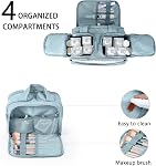 Travel Toiletry Bag for Women, Large Wide-open Puffy Cosmetic Makeup Bag with Wet-Dry Separation, Multi-Pocket Organizer with Carry Handle for Toiletries, Cosmetics, Essentials, Light Blue