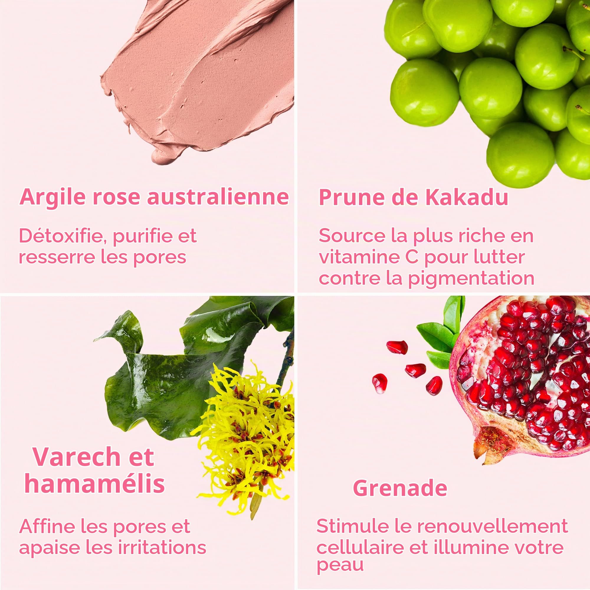 Sand & Sky Masque Visage Porefining à l'argile rose australienne Soin de la peau| Minimiseur de pores et nettoyant pour pores avec applicateur de brosse pour masque facial