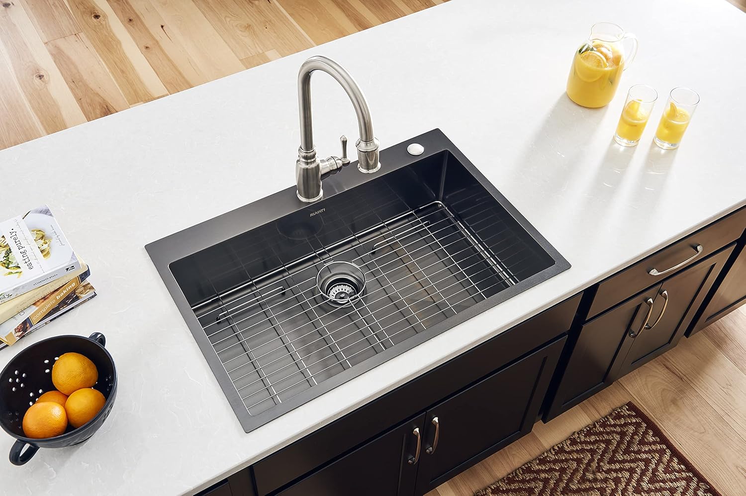 Ruvati 33" Black Stainless Steel Single Bowl Farmhouse Sink