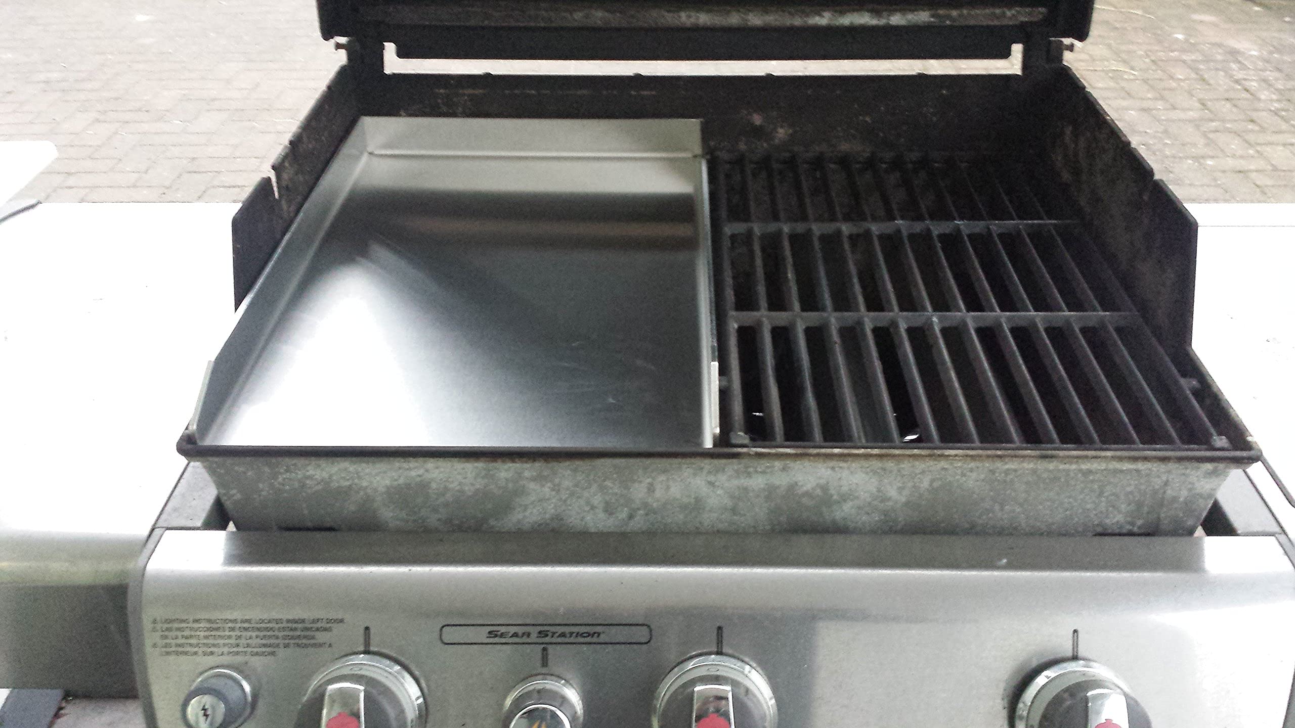 Edelstahl Plancha/Griddle-Plate/Bratplatte/Burger Platte (445 x 300 mm für Weber Spirit)
