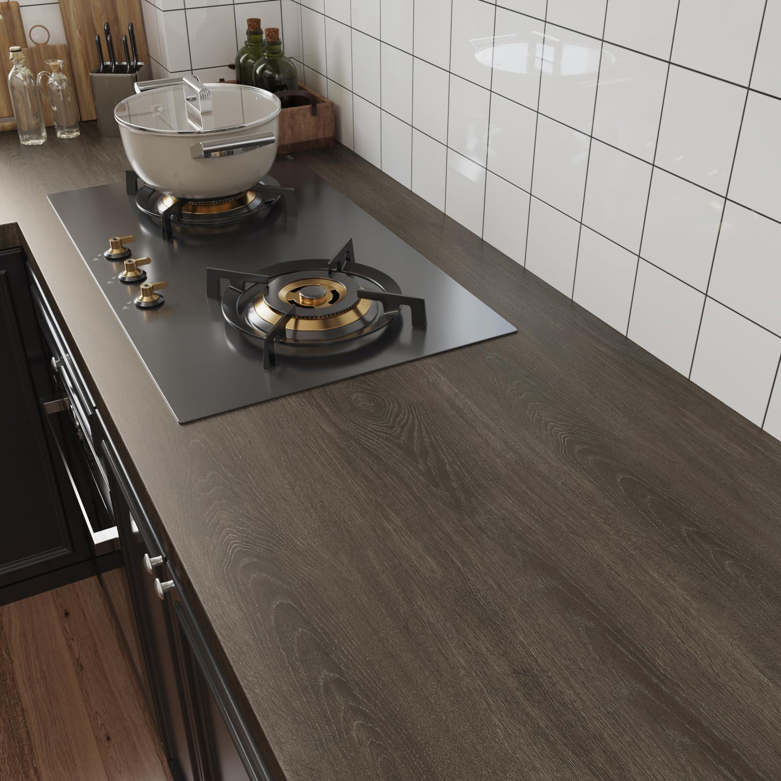 VaryPaper Cedar Brown Wood Contact Paper Peel and Stick Countertops Waterproof Wood Grain Vinyl Wrap for Cabinets Self Adhesive Wooden Wallpaper