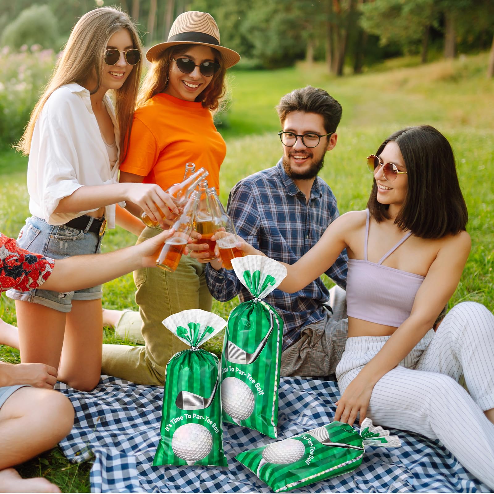 Jetec 100 Pcs Golf Party Gift Bags Treat Candy Favor Cellophane Goodie Wrapping Bags with Twist Ties Golf Themed Party Decorations Tournament Baby Shower Birthday Supplies