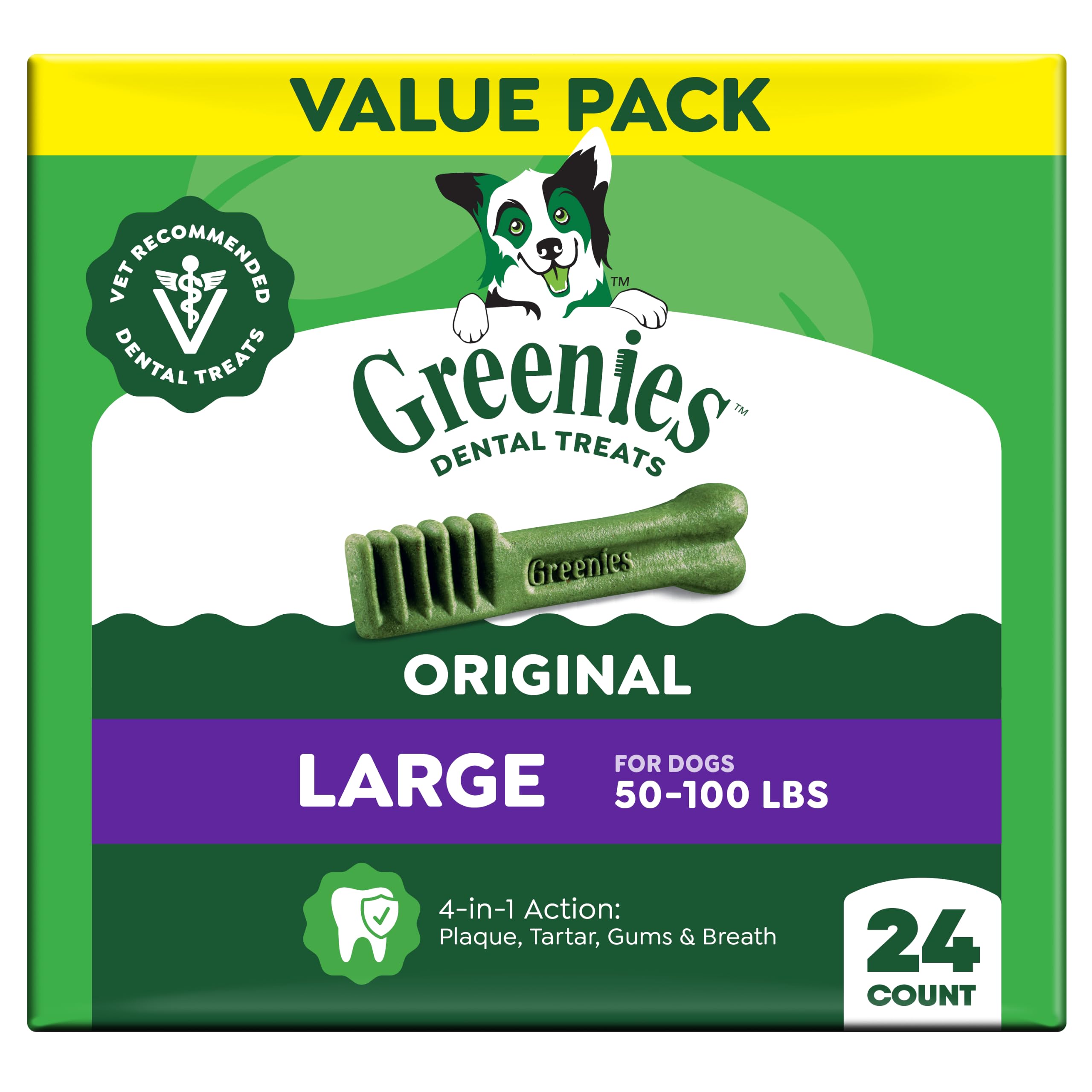 Greenies Large Natural Dental Dog Treats, Original Flavor, 24 Count