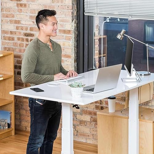 Miniatura 59 de Stand Up Desk Store Escritorio eléctrico de altura ajustable con memoria programable (marco blanco/parte superior blanca brillante, 48 pulgadas de