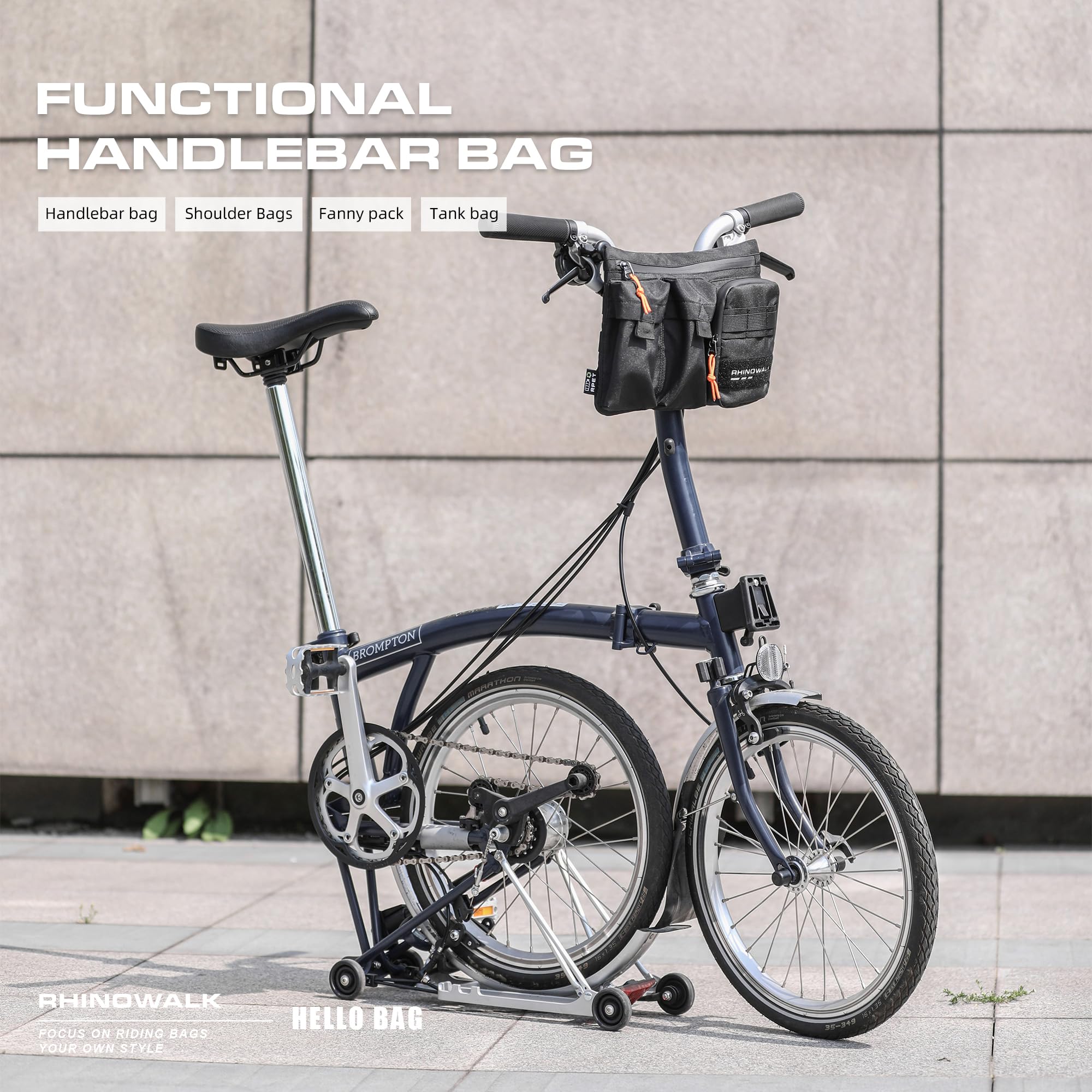 abamita Bike Handlebar Bag Bicycle Front Bag Shoulder Bag Storage Bag with Shoulder Strap for Road Mountain Bike Cycling Travel