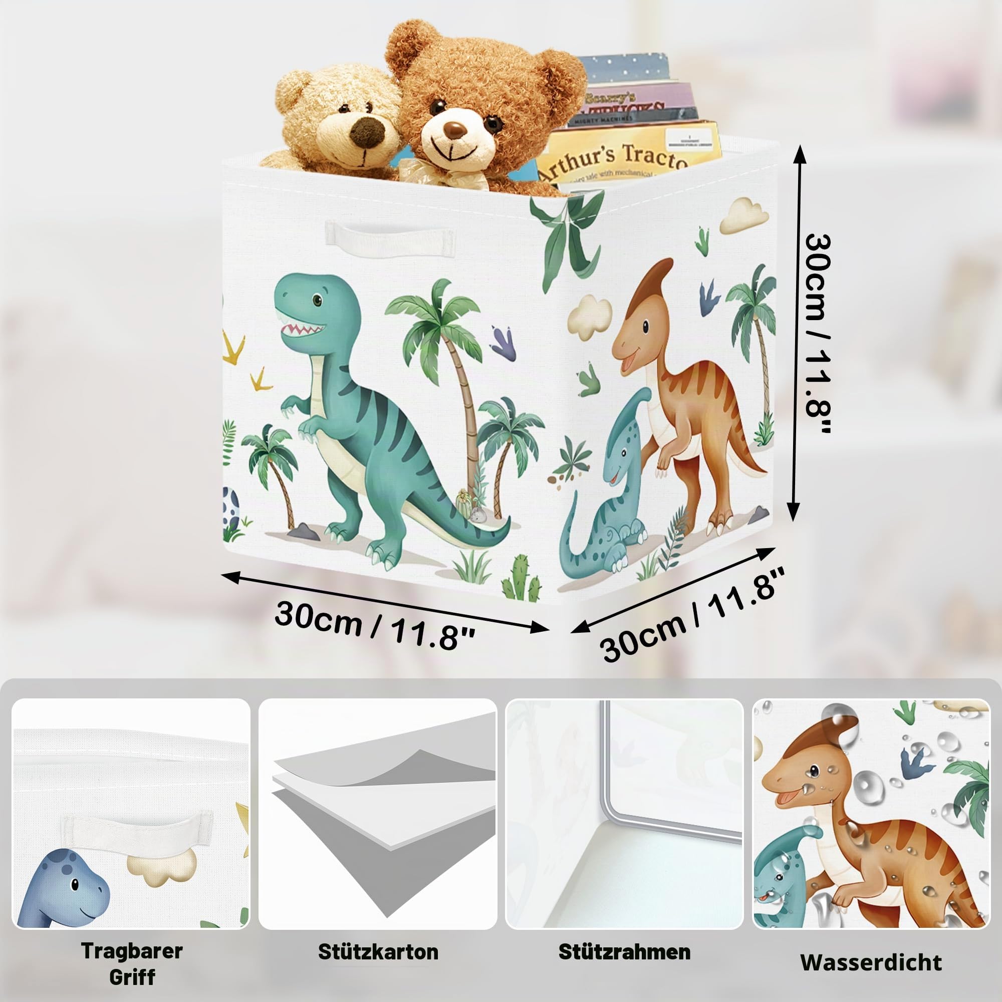 30cm Aufbewahrungsbox 3 Stück Dinosaurier Aufbewahrungskorb Kinder Faltbar Tyrannosaurus Rex Aufbewahrungswürfel Organizer Für Spielzeug Bücher Kleidung, Boho Dino