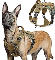 Vista 25 de rabbitgoo - Arnés táctico para perros grandes, chaleco de servicio militar sin tirones con asa y equipo Molle, fácil control para entrenar