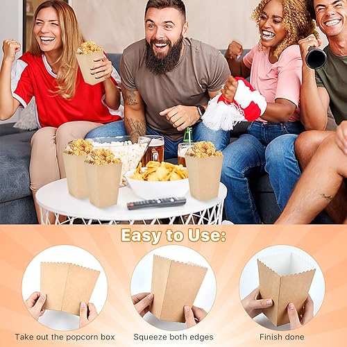 Miniatura 4 de 150 cajas de palomitas de maíz, mini caja de papel de palomitas de maíz de 22 a 27 onzas, bolsas de papel kraft a prueba de aceite, contenedor de