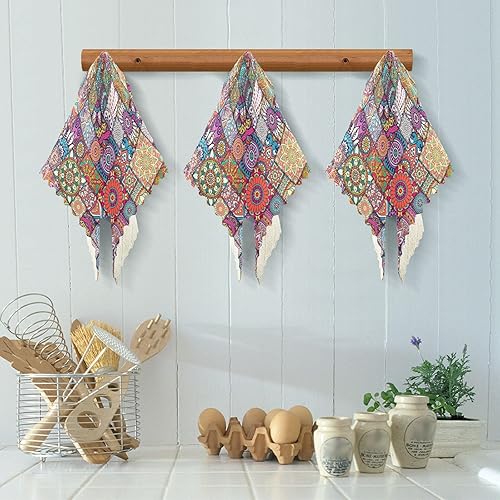Miniatura 5 de FRODOTGV Ethnic Floral Pattern 6 Pack Quick Dry Dish Clothes for Washing Dishes Decor Soft Microfiber Absorbant Towel for Bathroom Table