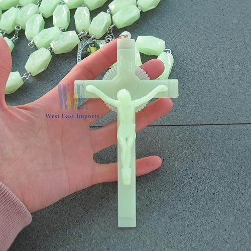 Miniatura 5 de Divine Mercy - Rosario de pared grande que brilla en la oscuridadcrucifijo católico gigante para el hogar, 4.5 pies de largo