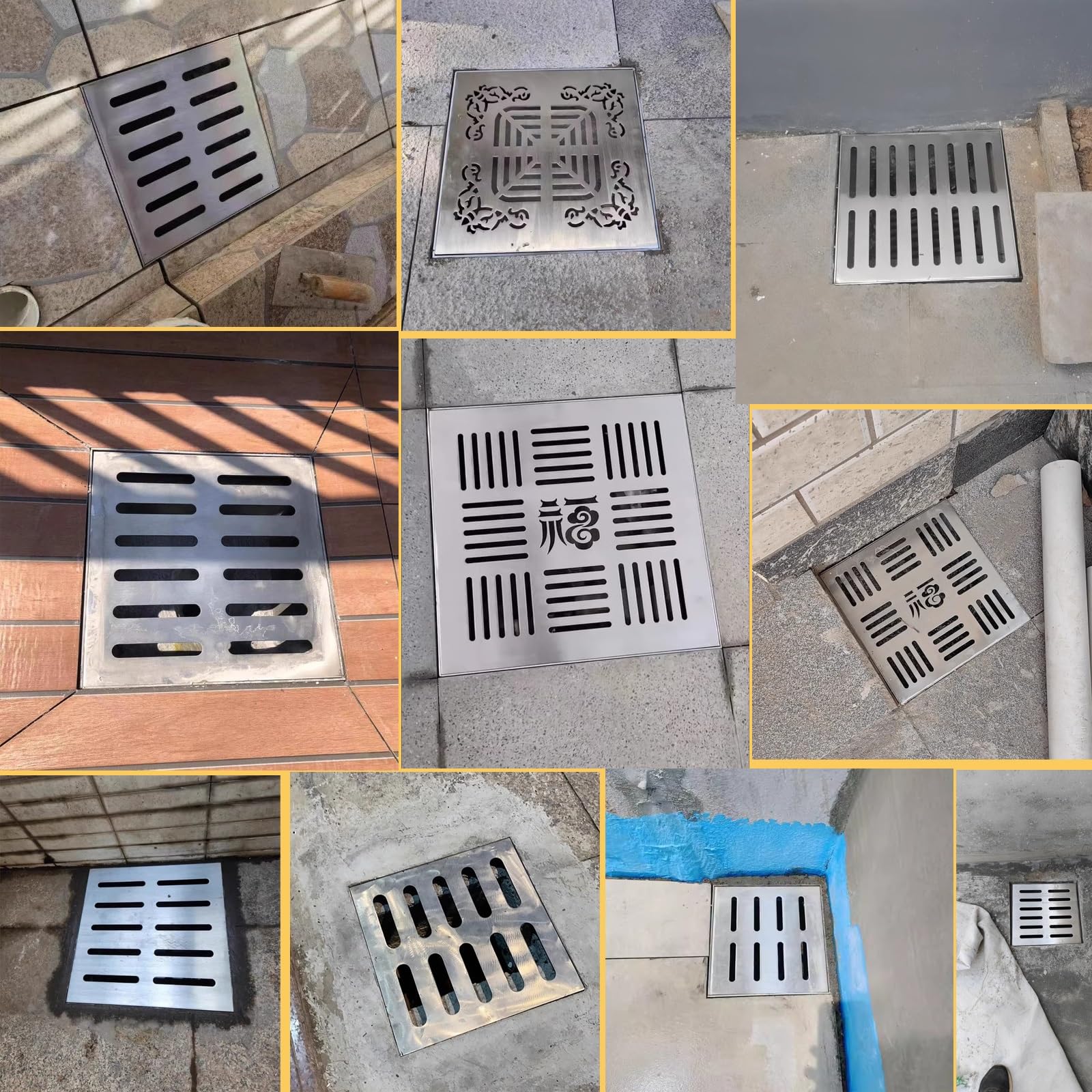Genérico Rejilla de Drenaje de Acero Inoxidable para Uso Exterior, Tapa de colador de alcantarillado extraíble de Alta Resistencia, solución de Drenaje de 60x60 cm (23,6