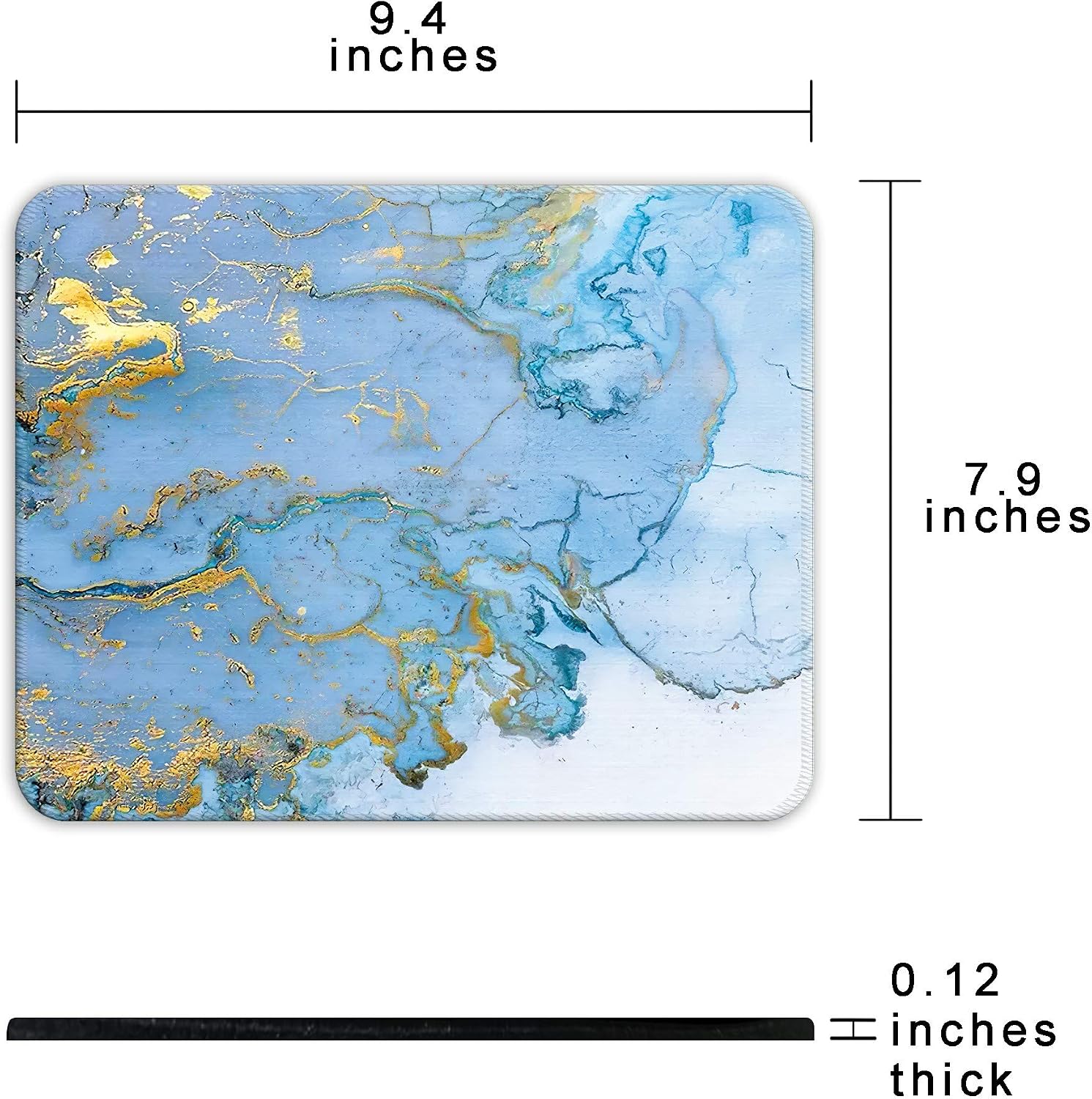Dooke Gaming Mouse Pad, Cute Rectangle Mouse Mat with Anti Slip Rubber Water-Resistant Surface for Desktops, Computers, Ideal for Work or Gaming,Blue Marble