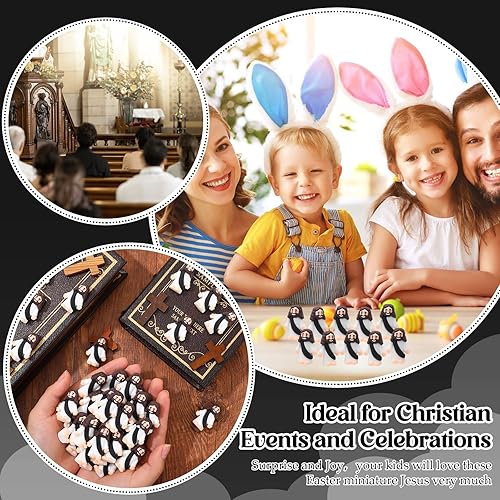 Vista 92 de Sumind 50 figuras de Jesús de diseño original, milagro, mini bolsillo para esconderse y buscar, relleno de huevos de Pascua, regalos de fiesta Azul