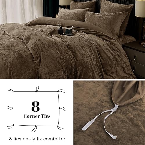 Miniatura 5 de PHF - Juego de funda de edredón de pana ligera, tamaño individual, 3 piezas de mantas, con cierre con botón, 8 lazos en las esquinas, suave,