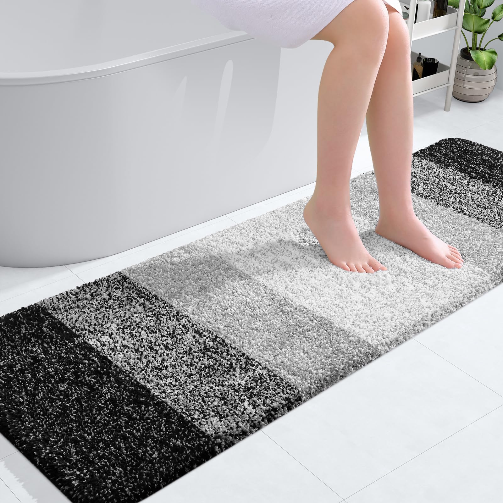 OLANLY Bathroom Runner Rugs 59x20, Extra Soft Absorbent Microfiber Bath Rugs, Rubber Backing, Quick Dry, Machine Washable Bath Mats for Bathroom Floor