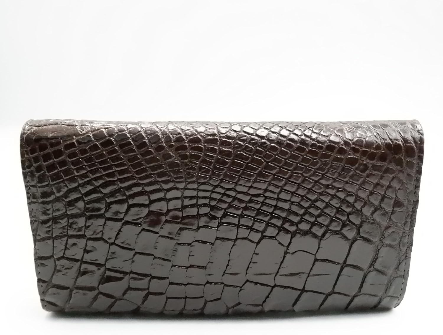 New Brown Alligator Leather Belly Skin Women Tri-fold Clutch Wallet Purse.