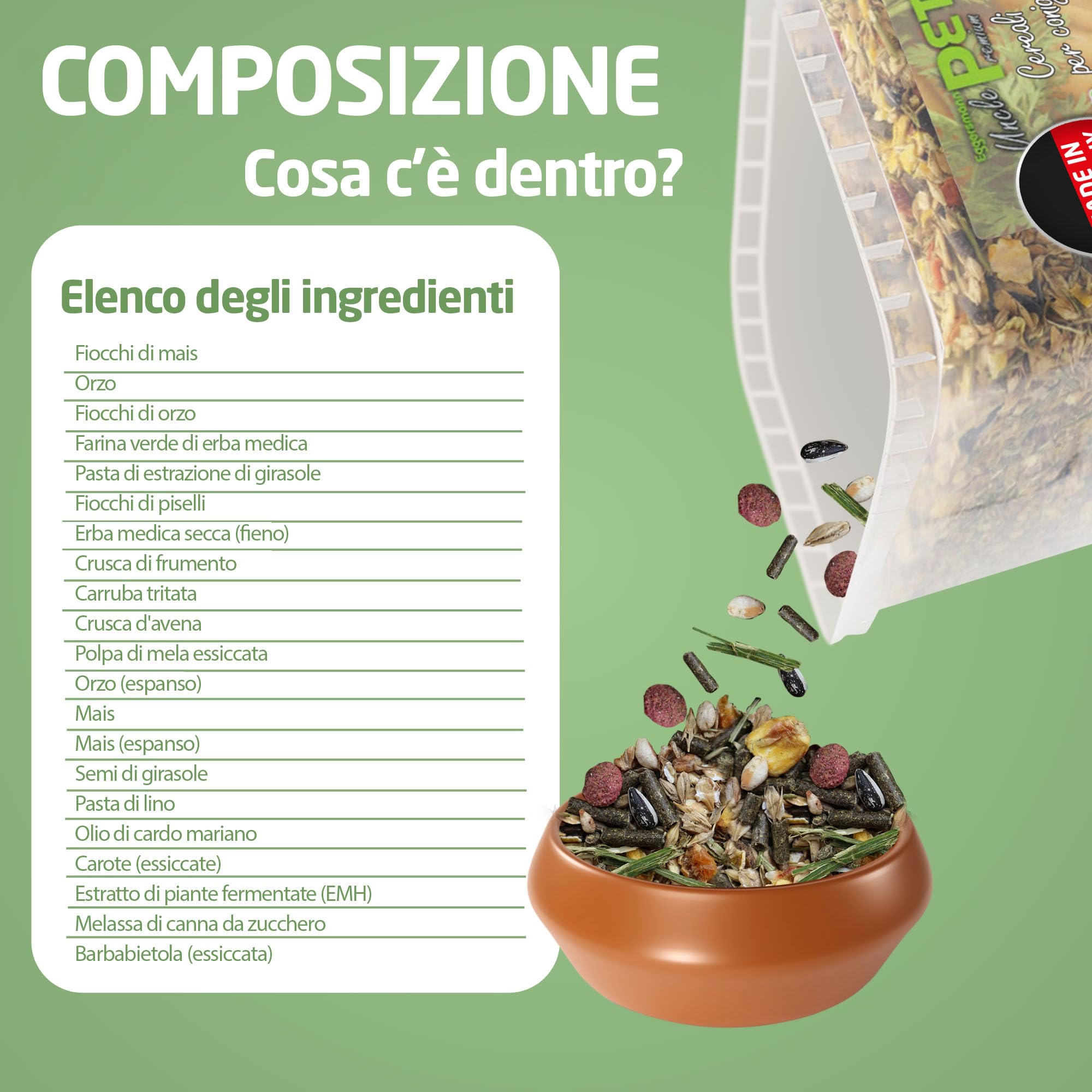 Eggersmann Uncle Pet - Muesli Premium per Conigli Con Erbe e Carote - Cibo 2,5 kg in Secchio - Accessori per Conigli