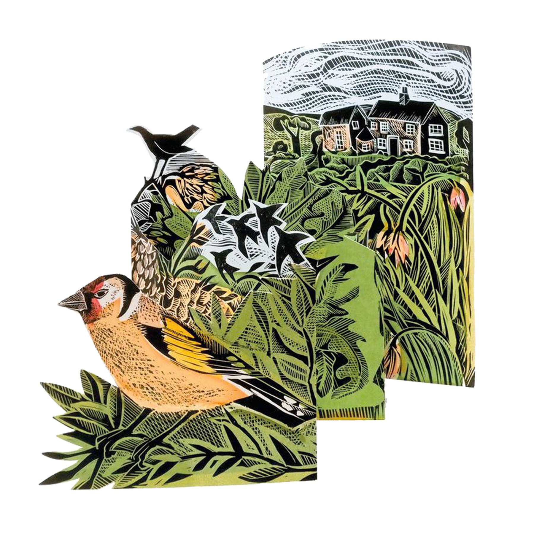 Angela Harding Concertina 3D Greeting Card with Envelope (Garden Birds)