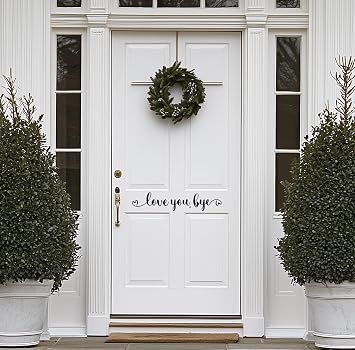 Love You, Bye Door Decal Black Vinyl Entrance Wall Sticker Farmhouse Home Sign Decor, 25 x 5.2 Inch