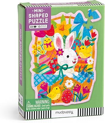 Mudpuppy Bunny Basket 48 Piece Mini Puzzle with Colorful and Fun Illustrations of A Cute Bunny in A Basket