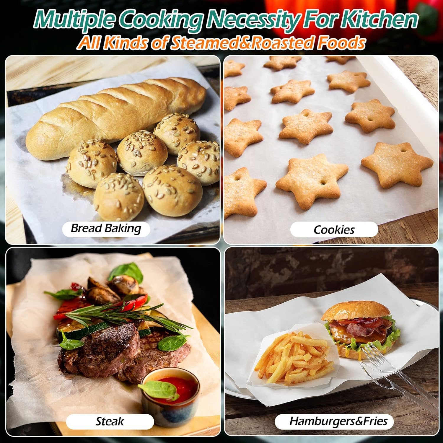 eRic Baking Parchment Paper, Kitchen Parchment Paper Baking Sheets,
