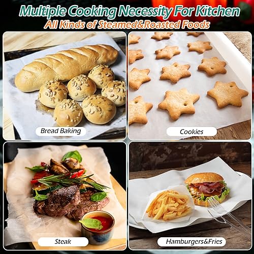 Miniatura 4 de GeeRic Papel pergamino para hornear, 100 hojas de papel pergamino de cocina de 8 x 12 pulgadas, pergamino precortado antiadherente para hornear