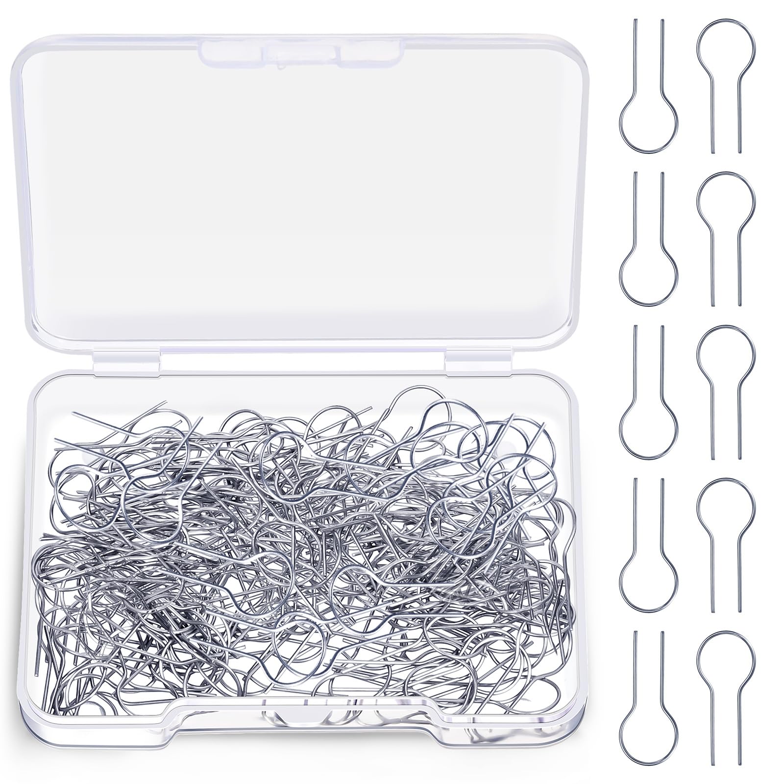 XunYee 100 Pcs High Temperature Nichrome Wire Jump Rings with 1 Plastic Storage Box 0.3 x 0.7 inch R Hanging Burning Needle Nichrome Hooks for DIY Pendant, Ceramic Ornaments, Fusing in Glass