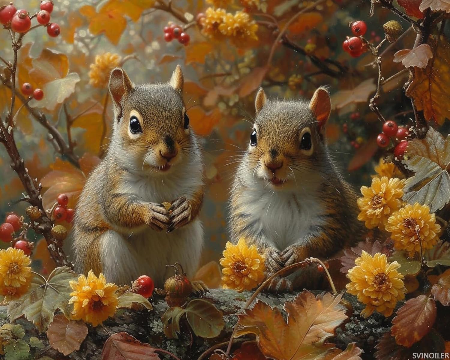 SVINOILER Paint by Numbers, Playful Squirrels in Autumn, Adult Crafts Adult Paint by Number Kits, Arts Crafts for Home Decor No Frame,16x20 inch