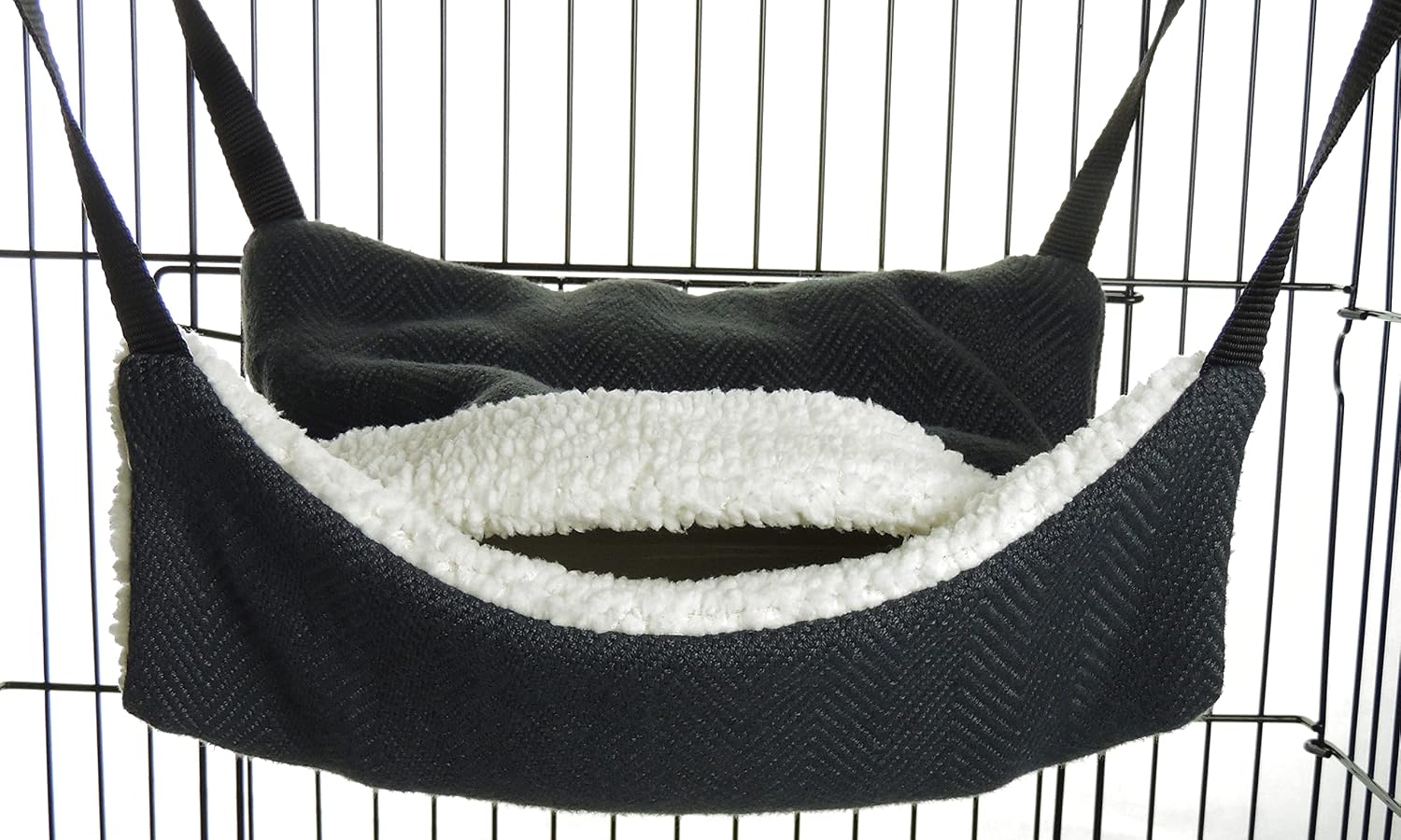 Fluffy Lined Recycled Eco Hammock with Pouch, Grey Weave