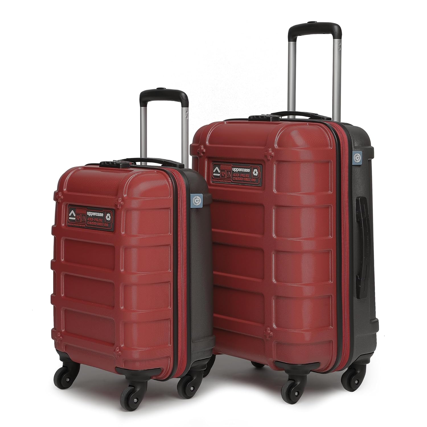 Uppercase Cargo Trolley Bag Set of 2 (S+M) 8 Spinner Wheels Cabin and Check-in Hardsided Luggage Secure Combination Lock Scratch-Proof Surface Mesh Convipack Suitcase for Unisex 2000 Days Warranty (Red) Uppercase Cargo Trolley Bag Set of 2 (S+M) 8 Spinner Wheels Cabin and Check-in Hardsided Luggage Secure Combination Lock Scratch-Proof Surface Mesh Convipack Suitcase for Unisex 2000 Days Warranty (Red)