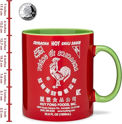 Miniatura 4 de Sriracha2Go - Taza de cerámica roja y verde con salsa picante de chile Sriracha, XXL, 33.8 onzas