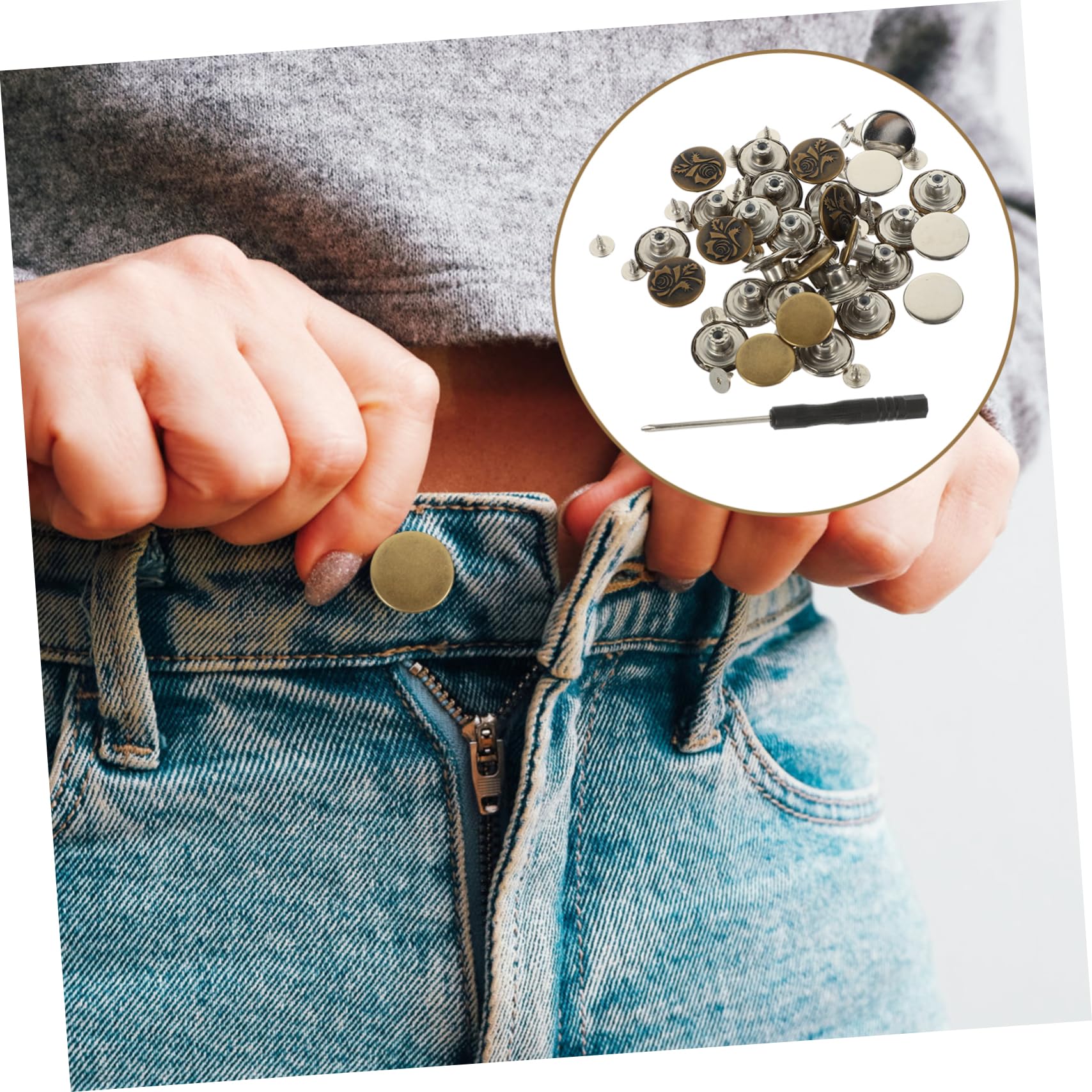 12 Set Fornitura Di Vita Kit Di Rivetti Banda in Vita Clip Di Serraggio Jeans Tenditore Bottoni a Spillo Pulsante Dei Pantaloni a Nastro Bottone Dei Jeans Regolabile Pantalone Lega