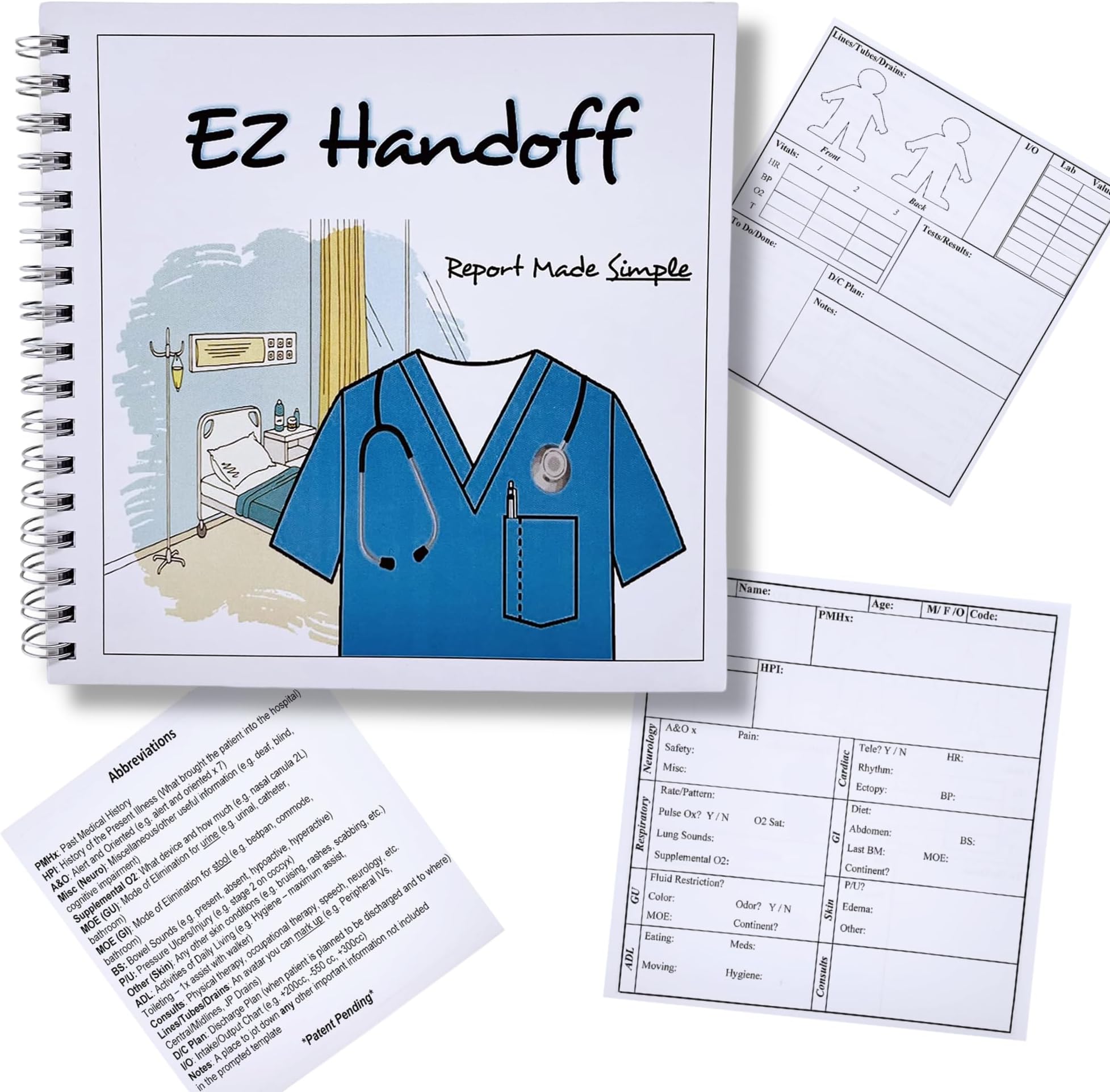 Nurse Report Sheet Notebook, Nursing Notebook with 100 Nursing Report Sheets | Nursing Clinical Essentials, Student Nurse Essentials, Notebooks for Nursing School (Compact Edition) - 6”x6”