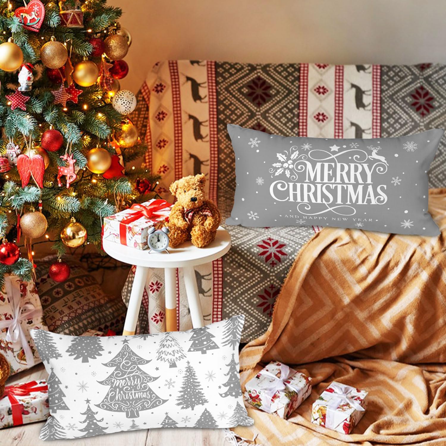 Lanpn 30x50 cm Christmas Cushion Covers Set of 4 - Image 3