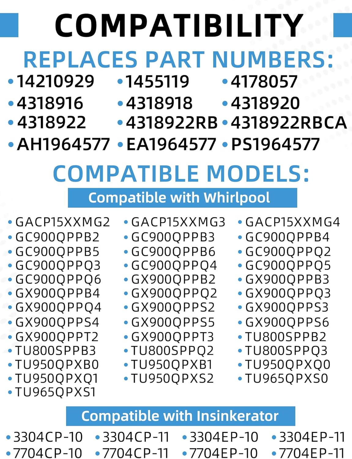 W10165294RB 15" Trash Compactor Bags 60 Pack Compatible with JennAir Kenmore KitchenAid Maytag Whirlpool Replace 4178057 4318916 4318918 4318920 4318922 14210929 4318922RB 4318922RBCA 1455119