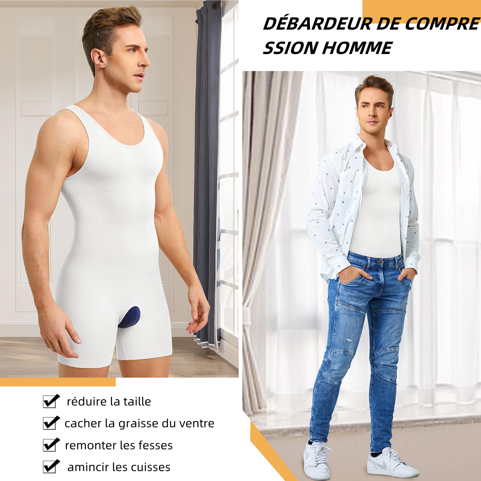 Bafully Débardeur Gainant Homme Débardeur de Compression Homme Maillot de Corps Gaine Ventre Plat Homme Gainant Minceur sous-vêtements sans Couture