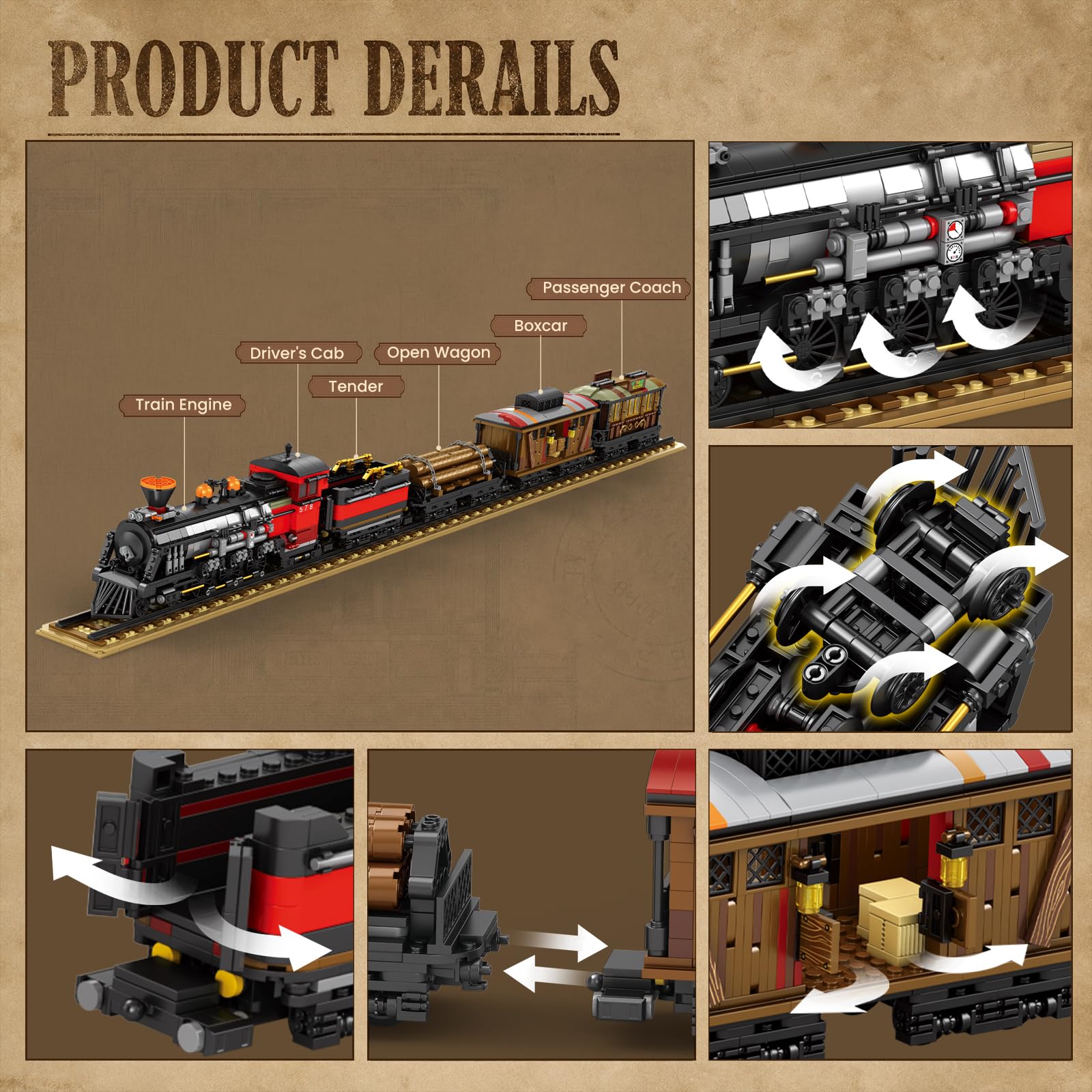 Reobrix Norfolk and Western 578 Zug Klemmbausteine Dampflokomotiven Modell